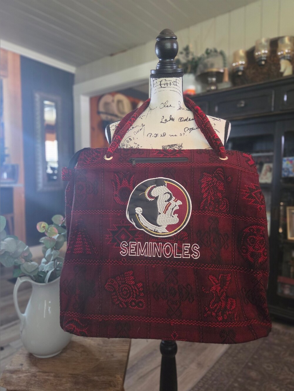 Mexican Tapestry Florida State Seminoles Garnet Tote Bag